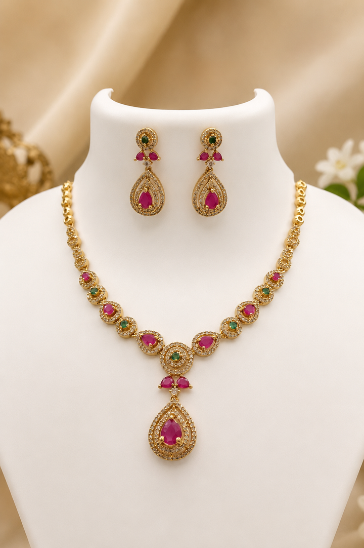 Rani Pink AD Stone Necklace